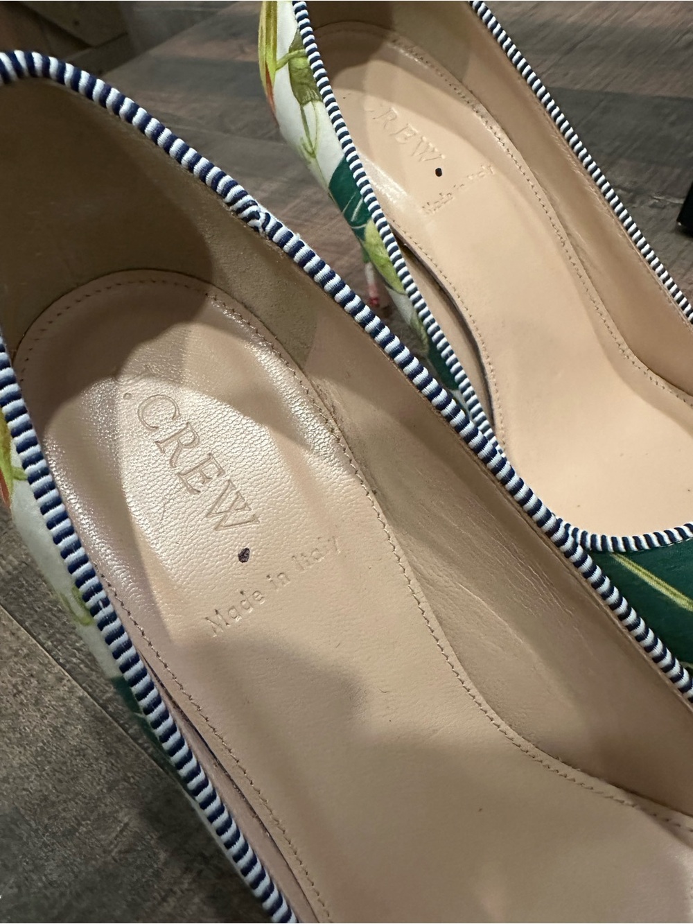 J. Crew Green and White Floral Pointed-Toe Pumps - Picture 8 of 12